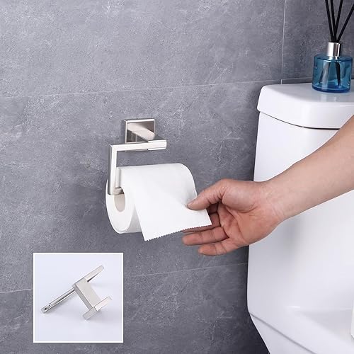 Miniatura 9 de GERZ Juego de accesorios de baño de acero inoxidable cepillado SUS304, juego de 2 piezas (soporte para papel higiénico anillo para toalla) estilo