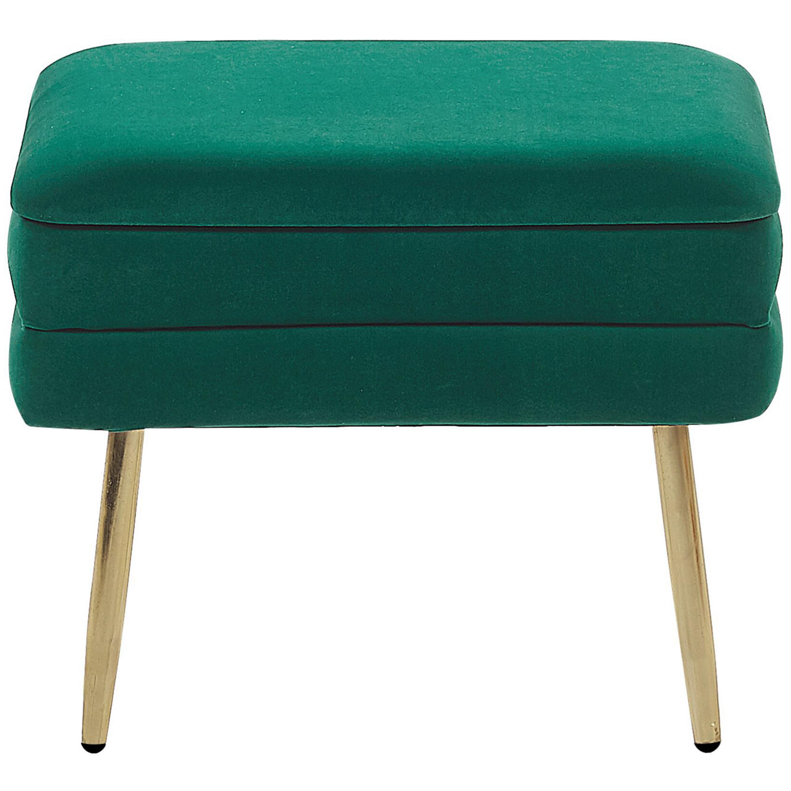Banquette Design Bout de Lit en Velours Vert Foncé avec Pieds Obliques Dorés Meuble Pratique pour Salon Chambre et Couloir Chic et Glamour Beliani