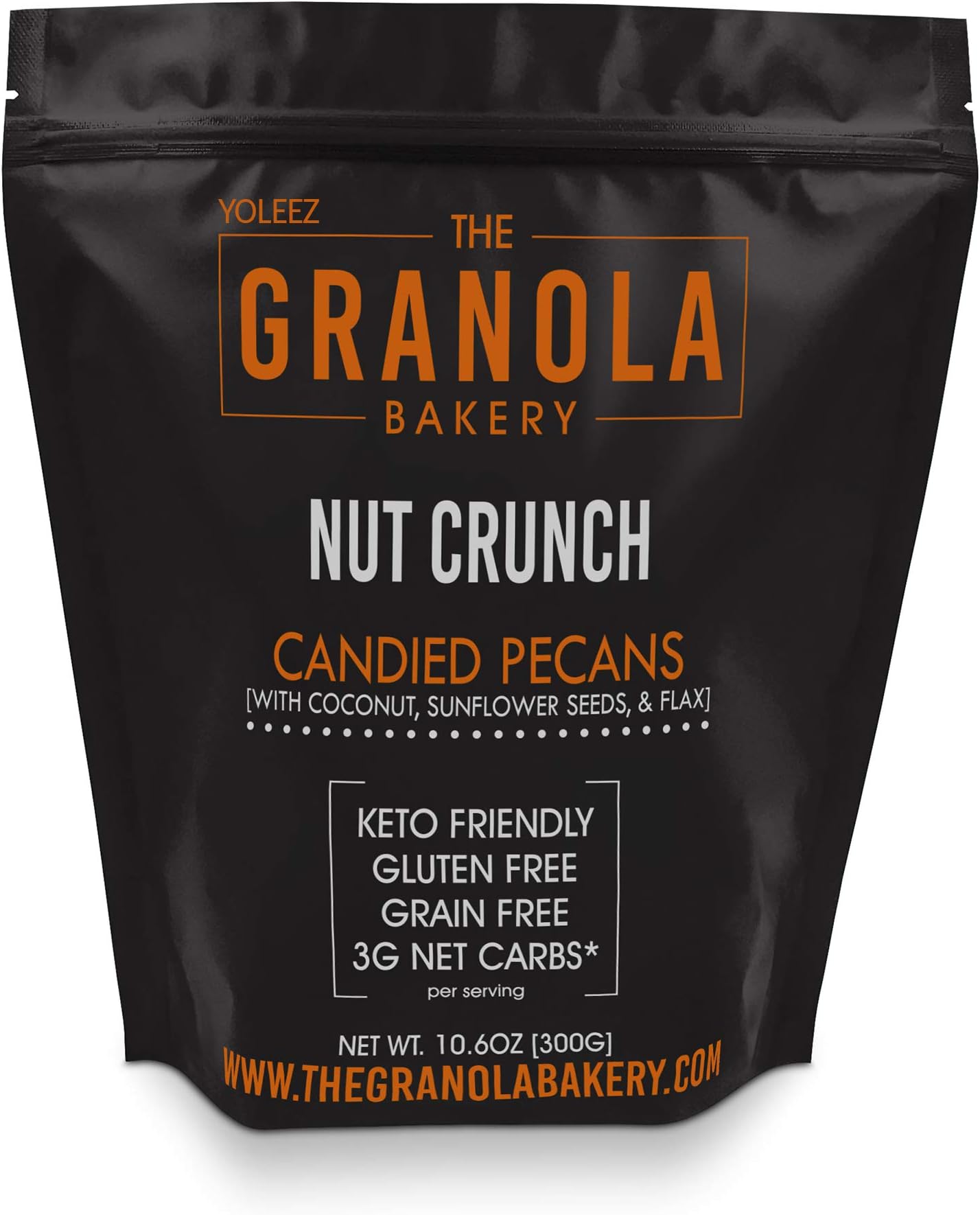 Granola Bakery - Keto Candied Pecans - 3g Net Carb, 10.6Oz Bag - Paleo Low Carb Nut Snack - Roasted Lightly Salted, Diabetic Friendly, Low Carb Dessert