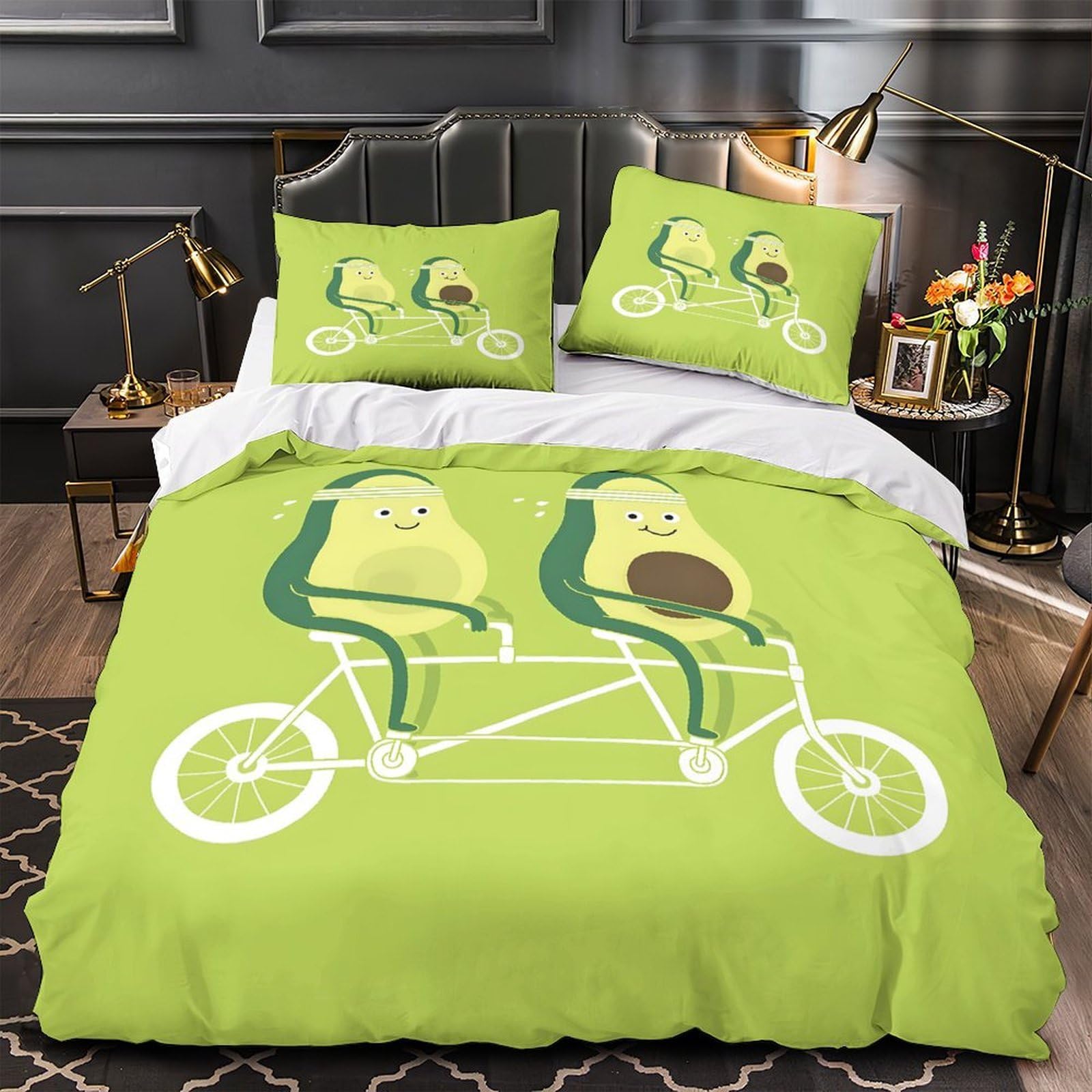 Housse de couette avocat pour chambre de couple adepte de fitness et de design fun