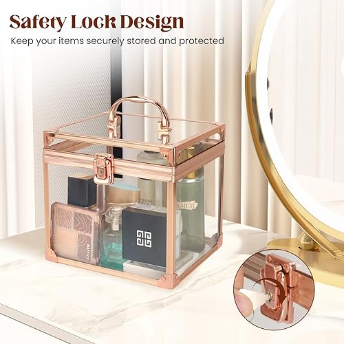 Miniatura 10 de Caja de corona, estuche de maquillaje transparente, organizador de cosméticos, gran capacidad de acrílico transparente para artistas, vitrina para