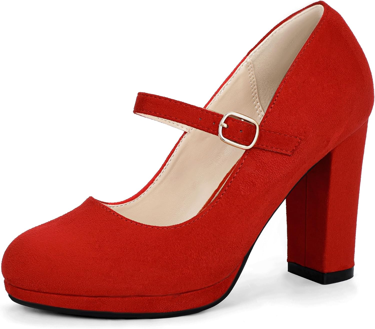 IDIFU IN4 Mary Jane Shoes Closed Toe Heels Platform High Chunky Block Heels Women's Pumps Comfortable Dress Shoes for Women Wedding Bridal Work Fashion Round Toe Pumps Shoes