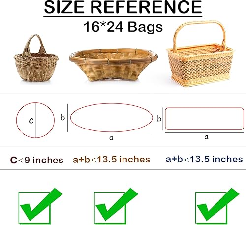 Vista 11 de Labeol 50 bolsas de celofán de 3 tamaños para cestas de regalo de 24 x 30 pulgadas, 16 x 24 pulgadas, 12 x 18 pulgadas, bolsas grandes de plástico