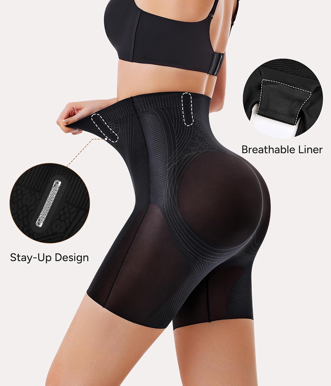 Irisnaya Tummy Control Shapewear Shorts for Women - High-Waisted Body Shaper with Butt Lifting Waist Slimmer for Under Dress