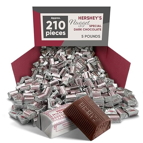 Hershys Nuggets - Caramelos de chocolate negro  5 libras aproximadamente 210 unidades  Caramelos a granel envueltos individualmente  Ideal para caja