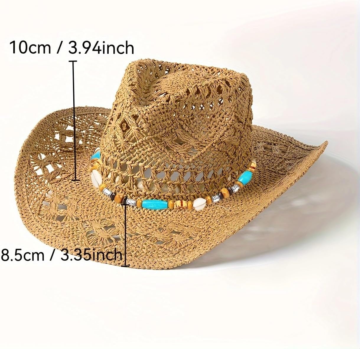 Western Straw Cowboy Hat Beach Caps Sun Hat Green - Image 2