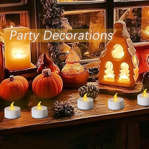 Miniatura 7 de LANKER Juego de 24 velas flotantes de luz LED  Velas titilantes sin llama  Velas falsas a pilas de larga duración  Adorno de bodas, fiestas y