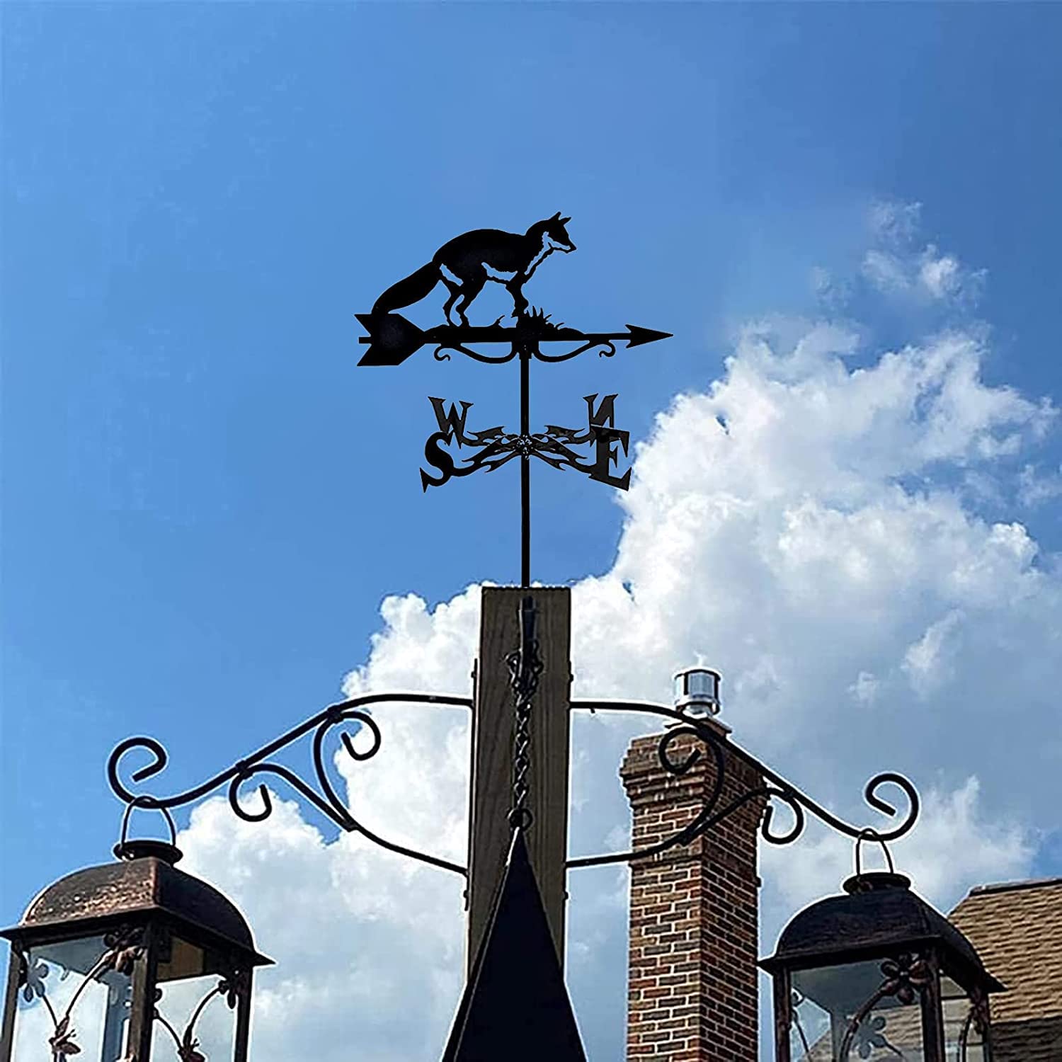 Weathervane, wiatrowskaz Narzędzie pomiarowe z sylwetką Weathervane Metalowa wiatrowskaz Wskaźnik kierunku wiatru Palnik ogrodowy ze wspornikiem montażowym Montaż na dachu podwórka Łatwy w użyciu
