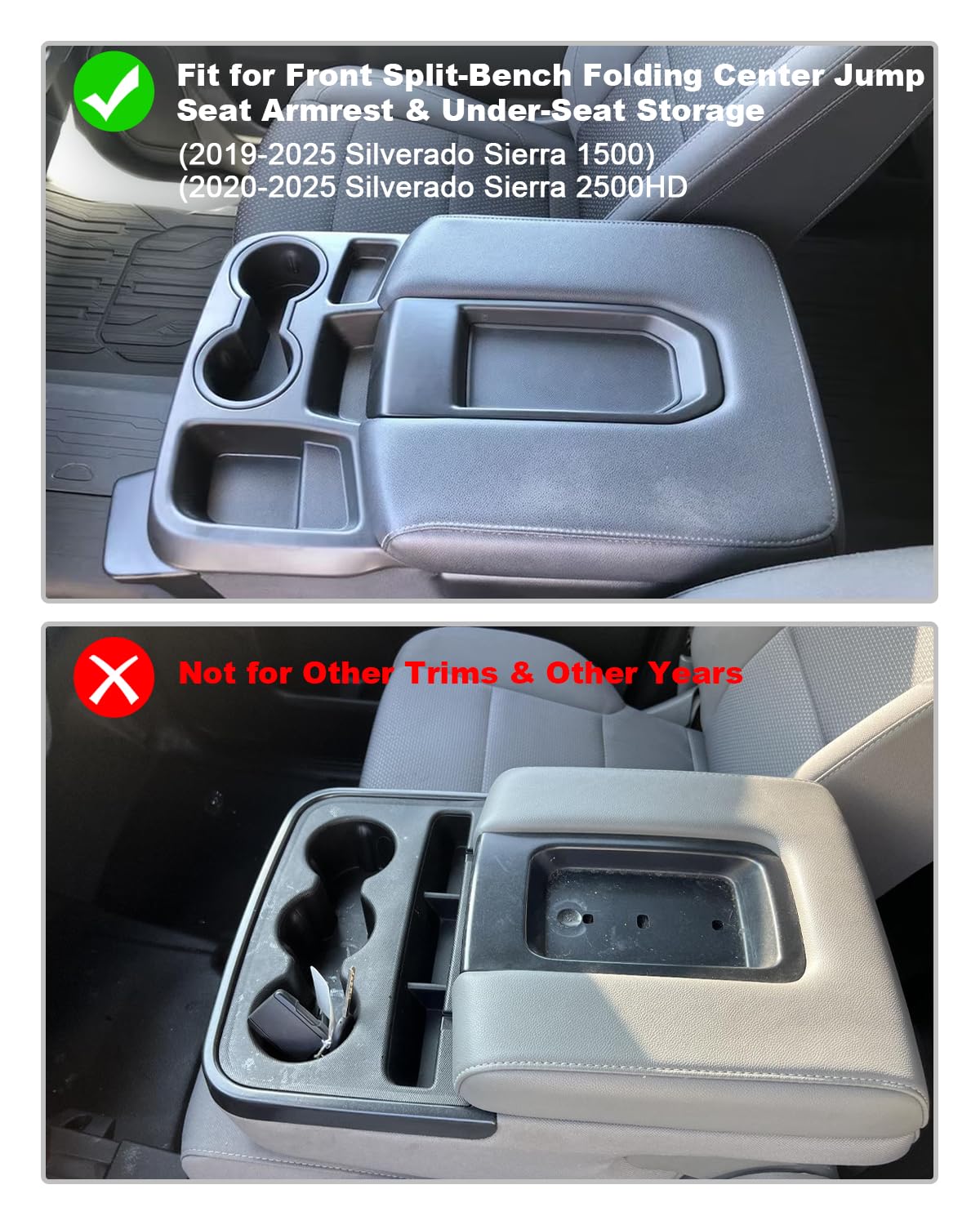 Floor Center Console Armrest Lid Assembly Black Compatible With 2007-2014 Chevrolet Chevy Avalanche Silverado Suburban Tahoe GMC Sierra Yukon XL Replaces 15217111