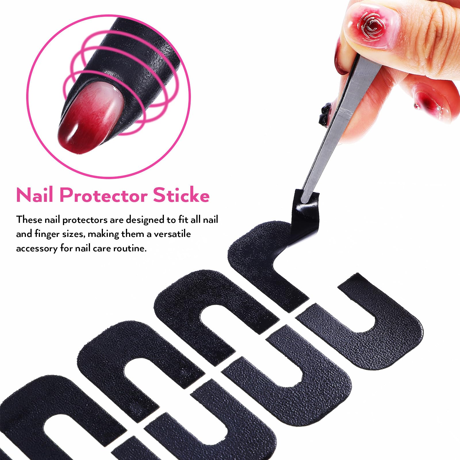 FUOYLOO 100 Feuilles Autocollants De Protection Pour Ongles En Silicone Souple Protecteurs De Vernis À Ongles En Forme De U Antidérapants Pour Manucure Et Application De Gel
