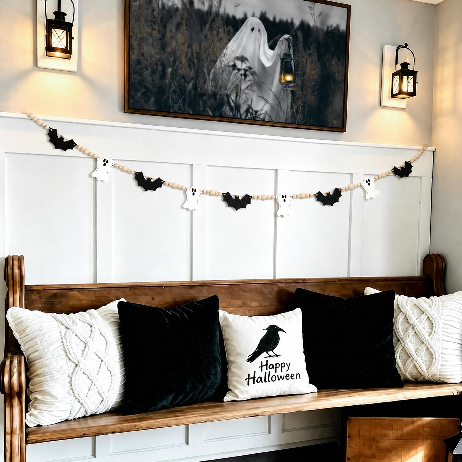 Halloween Ghost & Bat Garland - 5.7FT -6