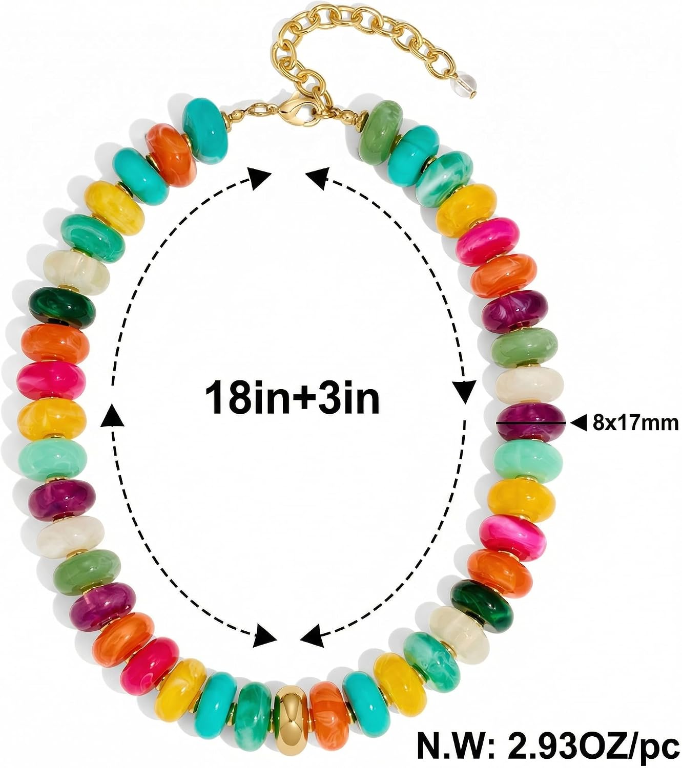 Chunky Beaded Choker Necklace for Women Statement Necklace with Gold Accent Adjustable Beach Summer Jewelry Trendy Boho Necklaces in Multiple Colors y2k Jewelry thumbnail