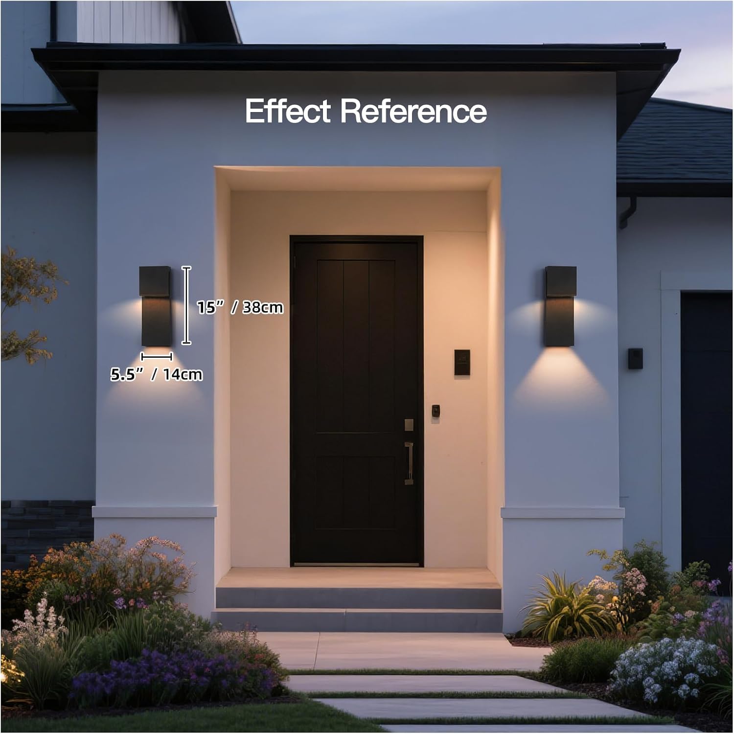 MVBT 15" Modern Outdoor Wall Sconce, Waterproof LED Exterior Wall Light Fixture Hardwired, 3000K Lighting Outside Porch Lights Garage Patio Lamp, Front Door Landscape Lantern for House Yard Decorative