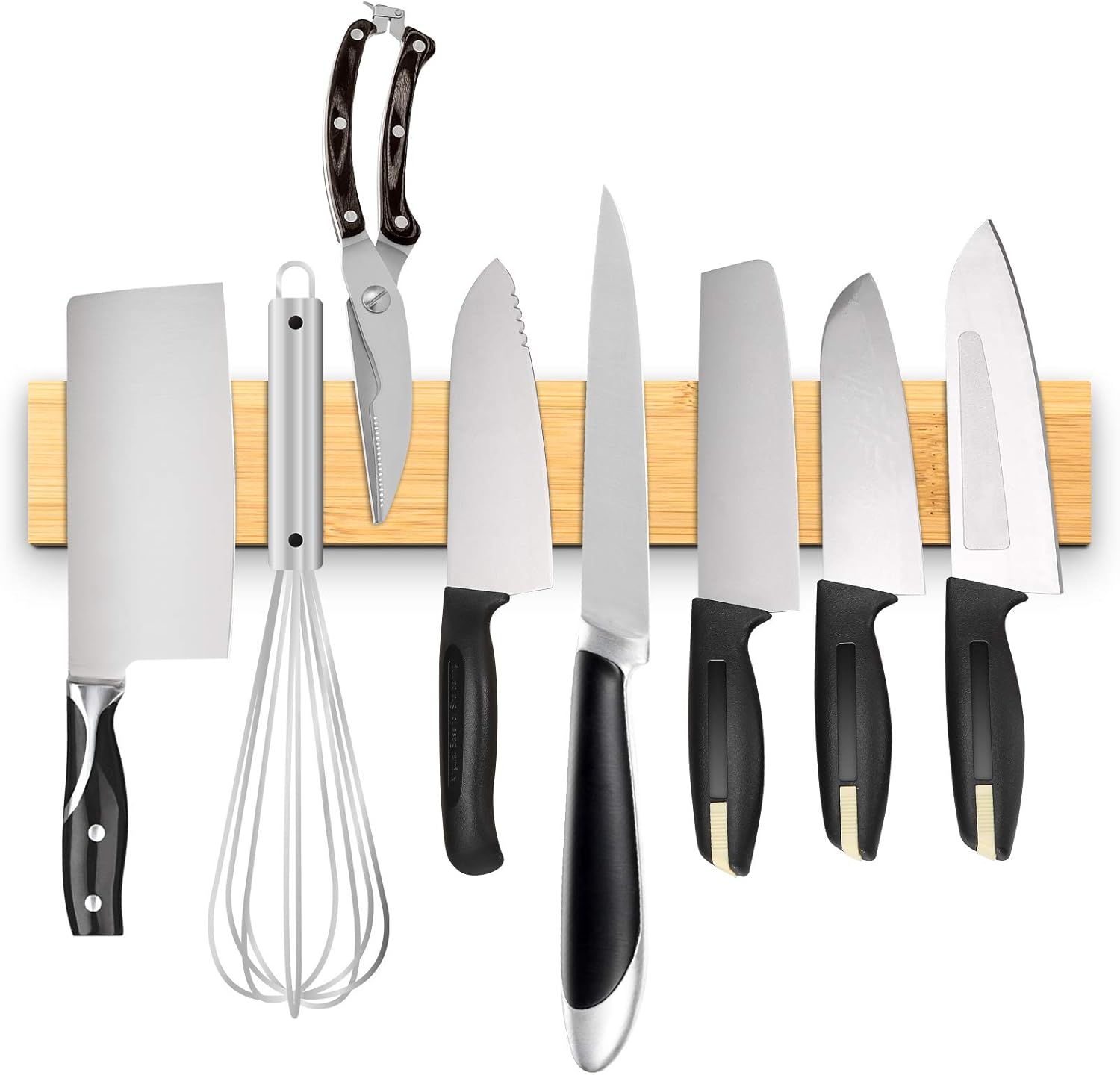 Ninonly 16 Inch Knife Strip, Bamboo Wood Powerful