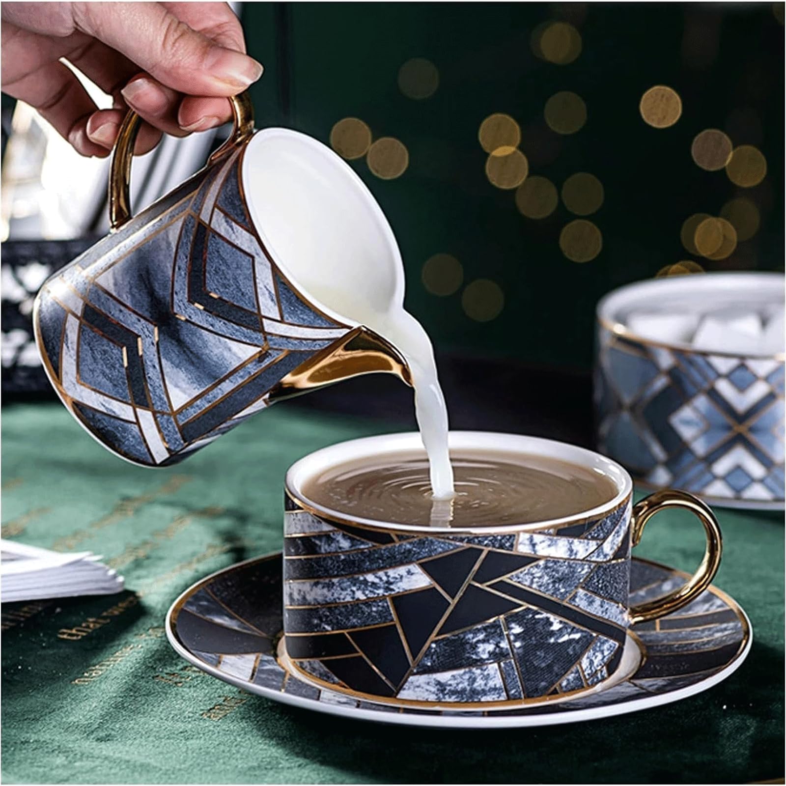 Jarra de Leche, Salsera, Taza de Agua, Jarra, cremera, café, azúcar, Salsa, espumador de Leche de cerámica, espumador de café para el té de la Tarde o para Amigos en una Fiesta.