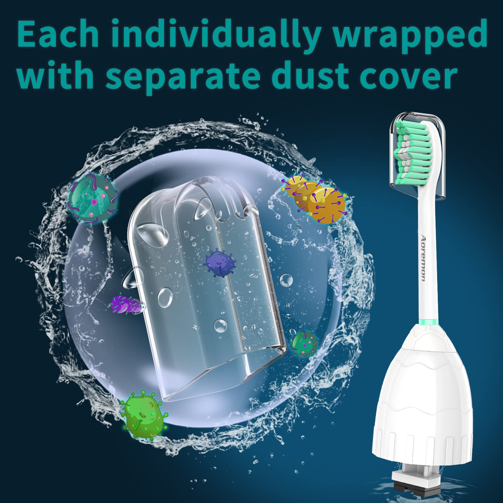 Aoremon Cabezales de repuesto compatibles con Philips Sonicare E-Series Essence Xtreme Elite Advance CleanCare cepillo de dientes eléctrico, 5 cabezales de recambio