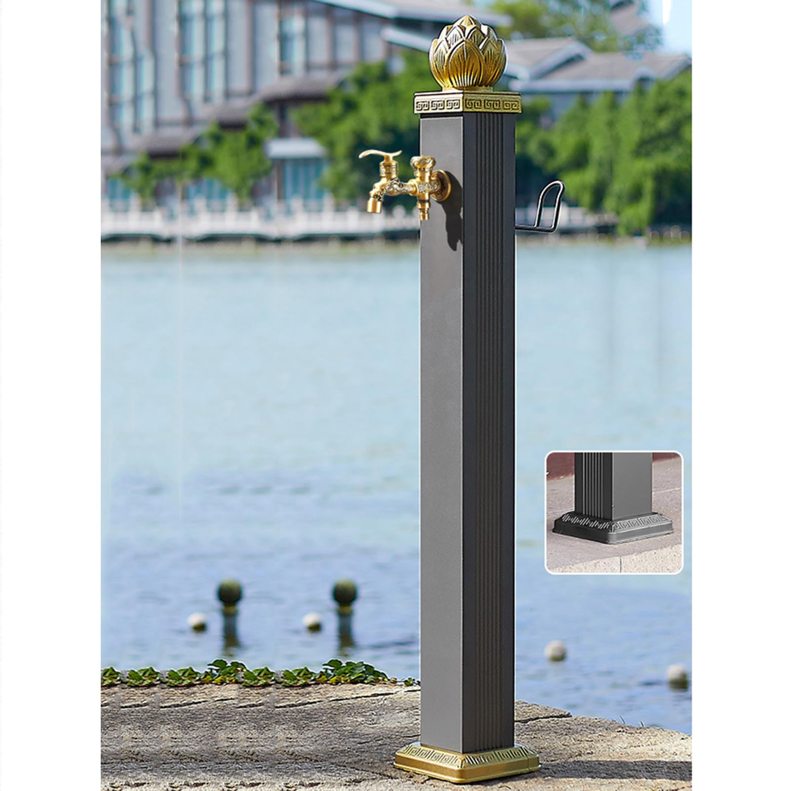 Outdoor Water Fountain Courtyard Retro Post Faucet，Stainless Steel Outdoor Garden Water Column， Floor Mounted Water Tap Anti-Freezing Faucet Post，for