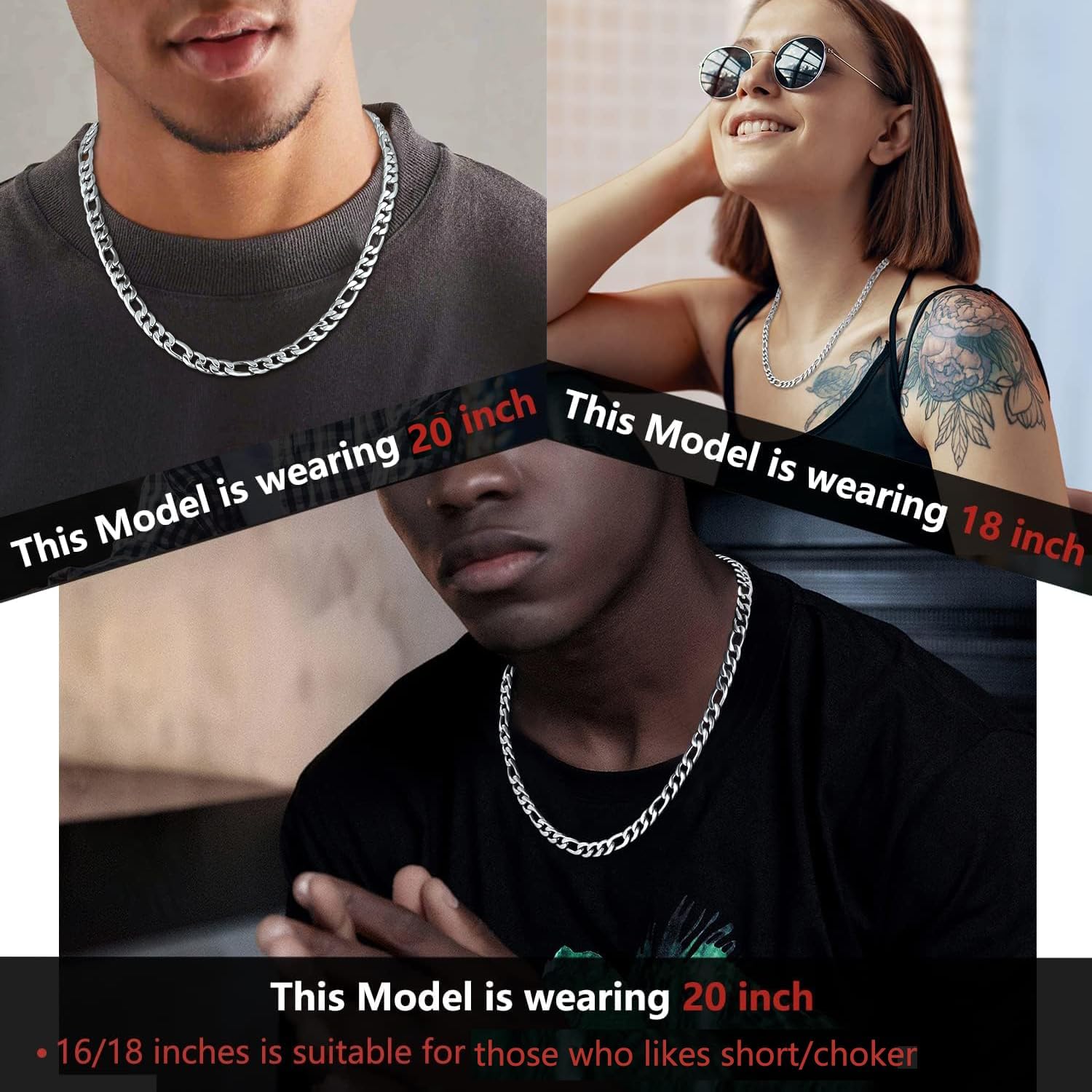 Jewlpire 5.5mm/7mm Stainless Steel Figaro Chain Necklace for Men, 14K Gold Plated Chain for Men, Mens Jewelry Gift 16 18 20 22 24 26 Inch - Image 4