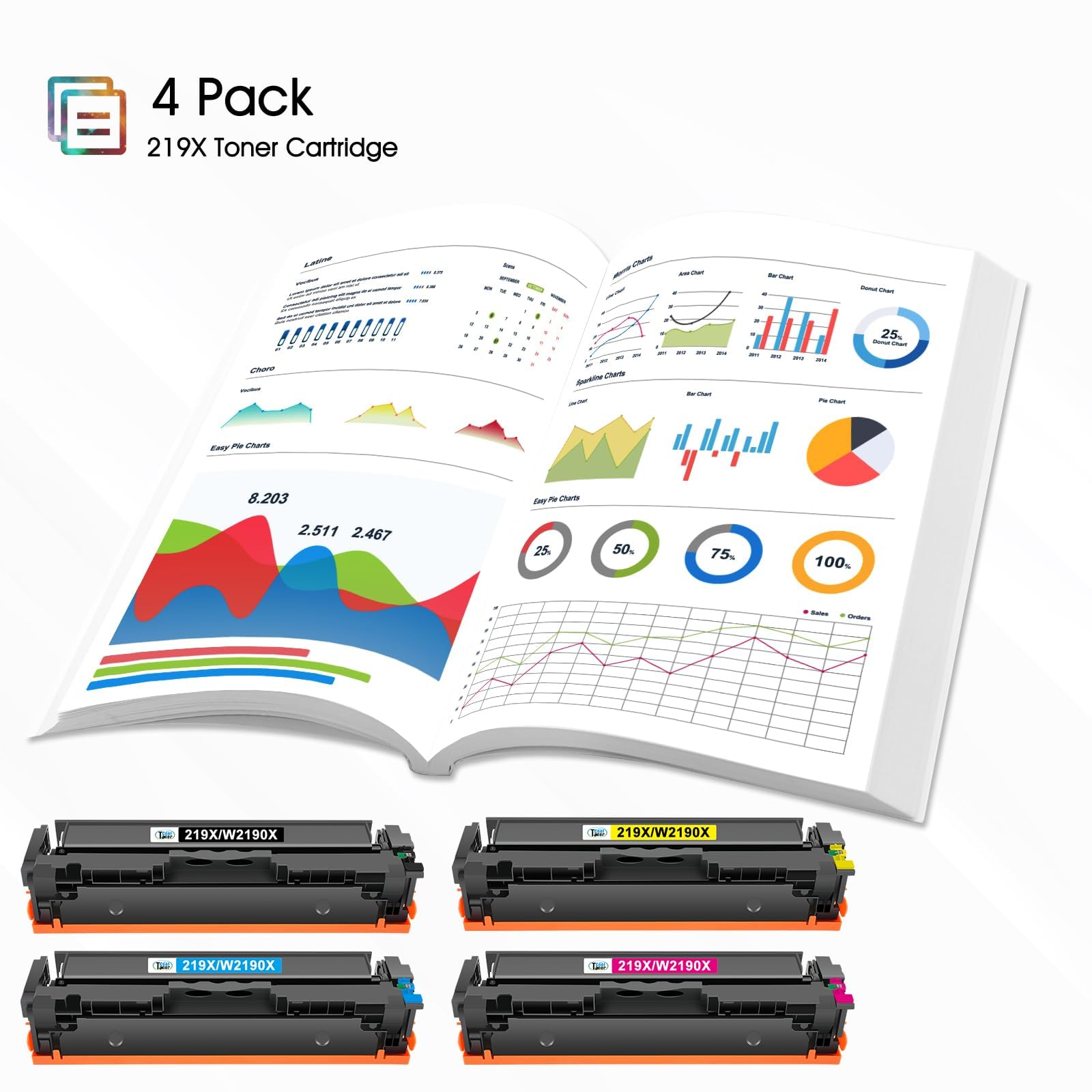Kompatible Toner 219X 219A MFP 3302FDWG 4-Pack Schwarz Cyan Magenta Gelb für HP Color LaserJet Pro MFP 3302FDWG