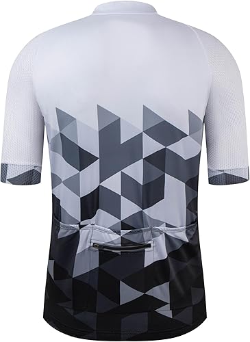 Miniatura 2 de GCRFL Camiseta de ciclismo de manga corta para hombre con 3 bolsillos traseros + bolsillo con cremallera, transpirable, de secado rápido