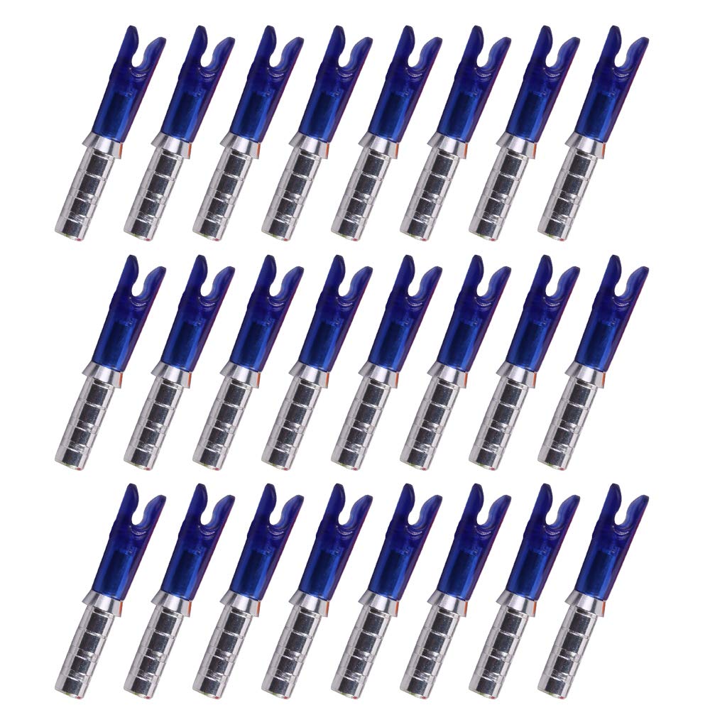 BICASTER 24pcs Archery Aluminum Pins + PC Pin Out Nocks for ID 4.2mm Shaft (Blue Transparent)