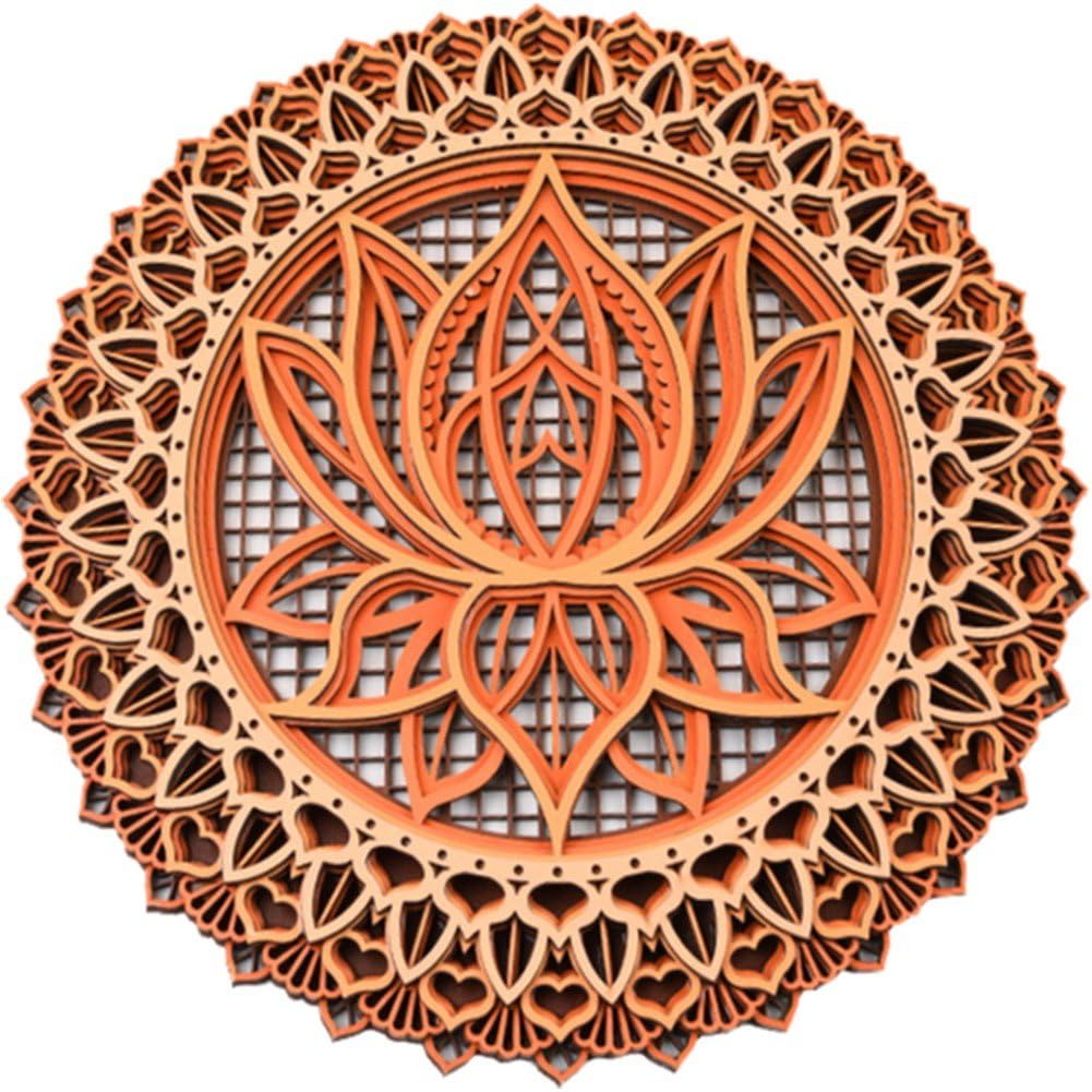 Fleur évidée mandala décoration murale en bois pour habiller un mur vide