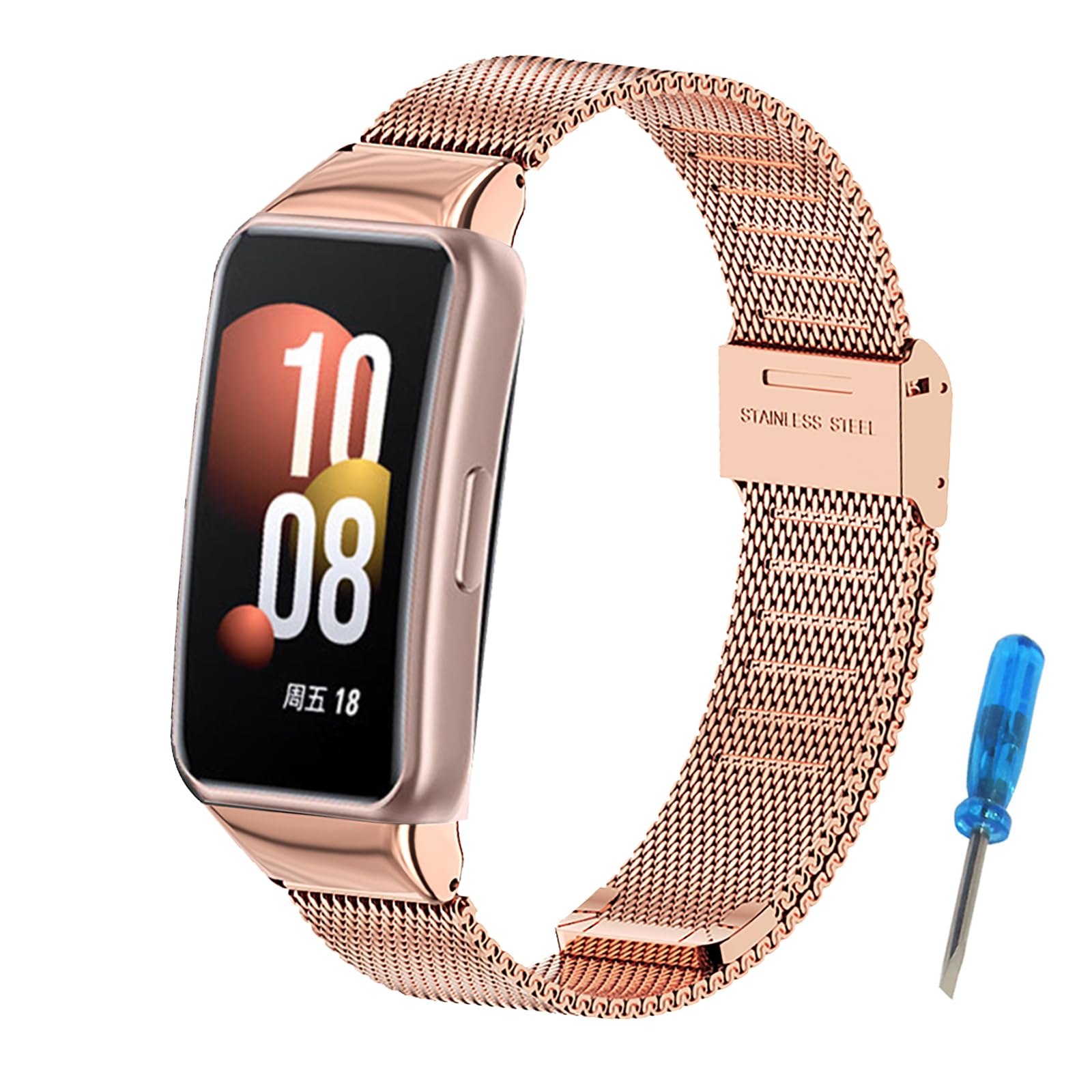 MIJOBS Correa Compatible con Honor Band 7 Correas Accesorios para Relojes Inteligentes Correas de Metal de Acero Inoxidable para Honor Band 6/7, Huawei Band 6/6Pro