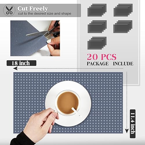 Miniatura 2 de 20 revestimientos para refrigerador, lavables para refrigerador, almohadillas para armario, cajón, hogar, cocina, organización (gris)