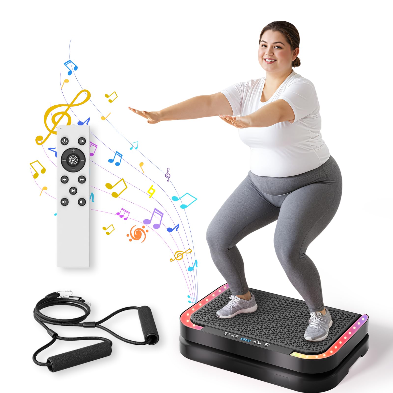 Vibration Plate Machine for Lymphatic Flow Muscle Recovery Vibration Fitness Platform with Bluetooth LED Modes 440 Lb Capacity