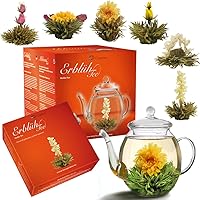 Vista 10 de Creano Juego de regalo de té floreciente - Té blanco – 6 Té floreciente con tetera de vidrio de 17 oz
