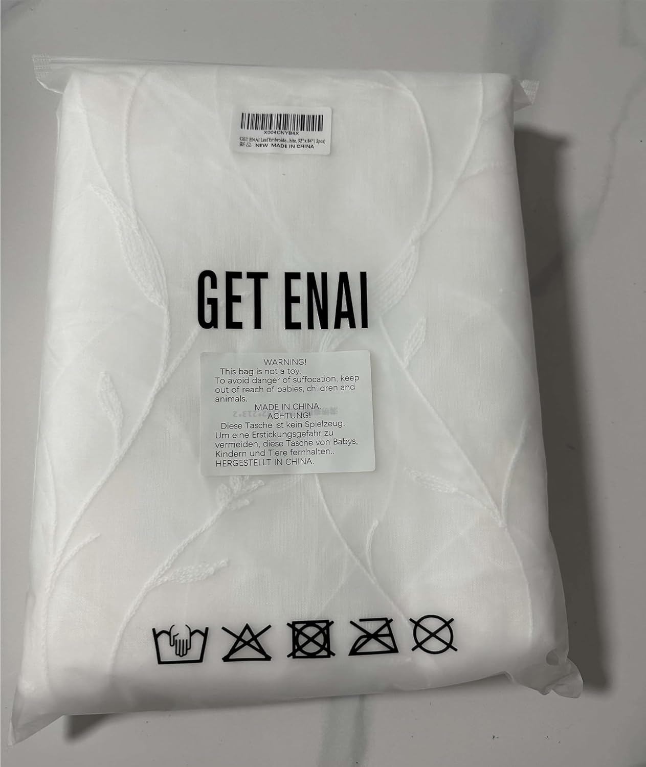 White Emboridered Sheer Curtains 84 Inches Long 2 Panels for Living Room Bedroom, Wheat Leaf Faux Linen Semi Sheer Farmhouse Curtain Rod Pocket Light Filtering Patterned Country Drapes