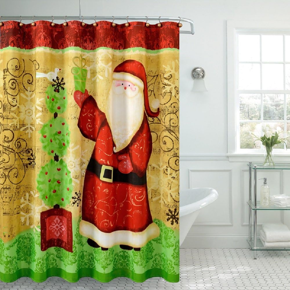BH Home & Linen Season's Greetings Christmas Holiday 3 Piece Memory Foam Bath Rug Set Made with Ultra Soft Microfiber. (Red)