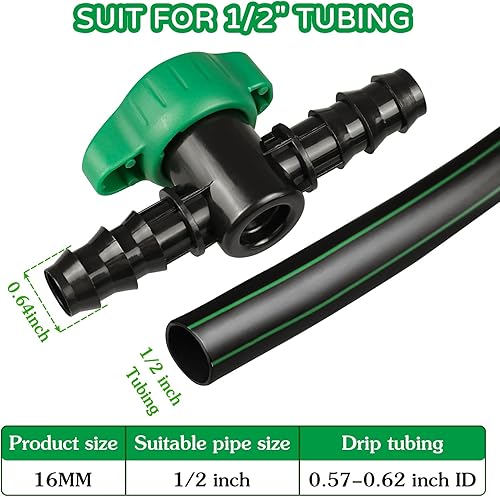 Miniatura 3 de Paquete de 35 accesorios de acoplamiento de púas para riego por goteo, conectores de púas (0.669 in) para tubos de goteo de 12 pulgadas (0.600 ID),