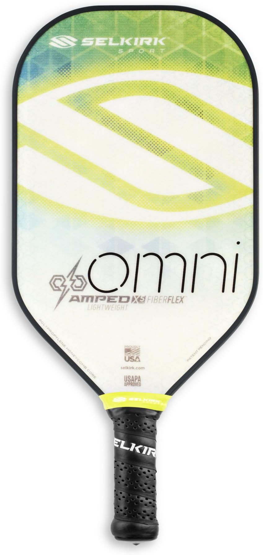 Selkirk Amped Pickleball Paddle - USAPA Approved - X5 Polypropylene Core - FiberFlex Fiberglass Face - 5 Sizes: Epic, S2, Omni, Maxima, and INVIKTA (Omni Lightweight - Aqua Green)