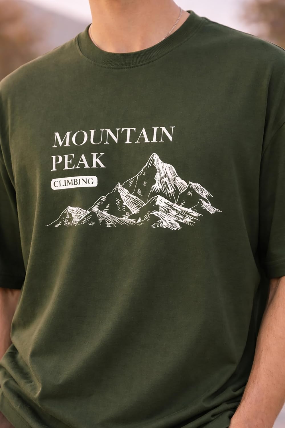 Buy Glito Cotton Oversized Mountain Graphic Printed Tshirt for Men