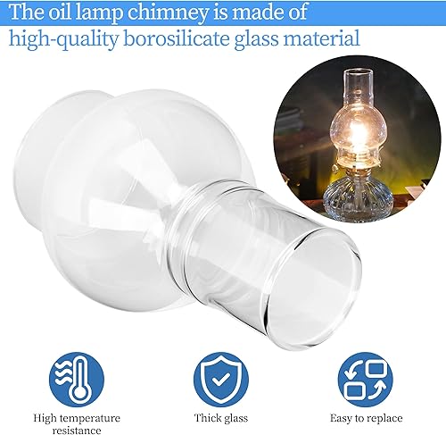 Miniatura 5 de Reemplazo de la lámpara de aceite para chimenea, base de 3 pulgadas x 6.25 pulgadas de alto, pantalla de vidrio transparente de borosilicato para