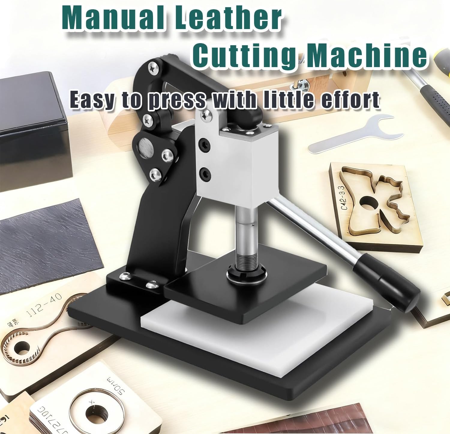 Leather Cutting Machine, Manual Die Cutter Embossing Machine, 0.8T Pressure Range, Leather Embossing Machine, Craft Cutting Machine for Leather Fabric Paper