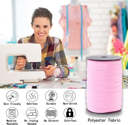 Miniatura 15 de Cinta al bies de doble pliegue de 1 pulgada, cinta de encuadernación bies de doble pliegue de 55 yardas (marrón) y 4 tizas de tela de costura