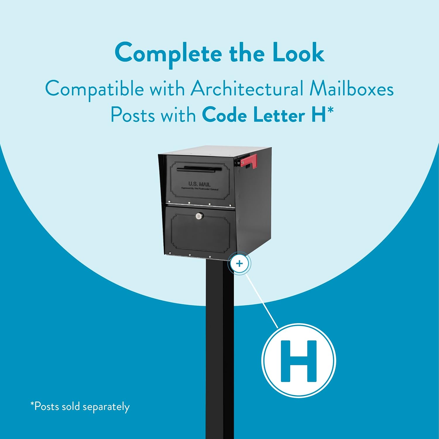 Architectural Mailboxes Oasis® TriBolt™ Secure, Anti-Pry Locking USPS Approved Heavy duty, Steel Metal Post Mount Mail Box for outside, Black Extra Large Curbside Mailbox with Magnet & Waterproof Door