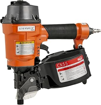 Update CN55 Siding Nailer for 1-Inch up to 2-1/4-Inch Nails, 15 Degree Coil Nail Gun with Bump Firing for Fast Nailing Speed, Coil Nail Gun for Pallets, Siding, Crating, Fencing, Decking