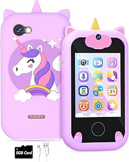 Fiechcco Gifts for Girls Age 6-8 Smart Phone Easter Christmas Stocking Stuffers for Kids Toy for Teenage 3 4 5 7 9 6 8 Year Old Birthday Gift Ideas with 8G SD Card (Purple)