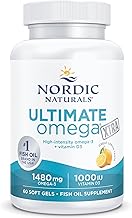 Nordic Naturals, Ultimate Omega Xtra, 1480mg, with EPA, DHA and Vitamin D3, High Dose, Lemon Flavour, 60 Softgels, Lab-Tested, Soy Free, Gluten Free, Non GMO