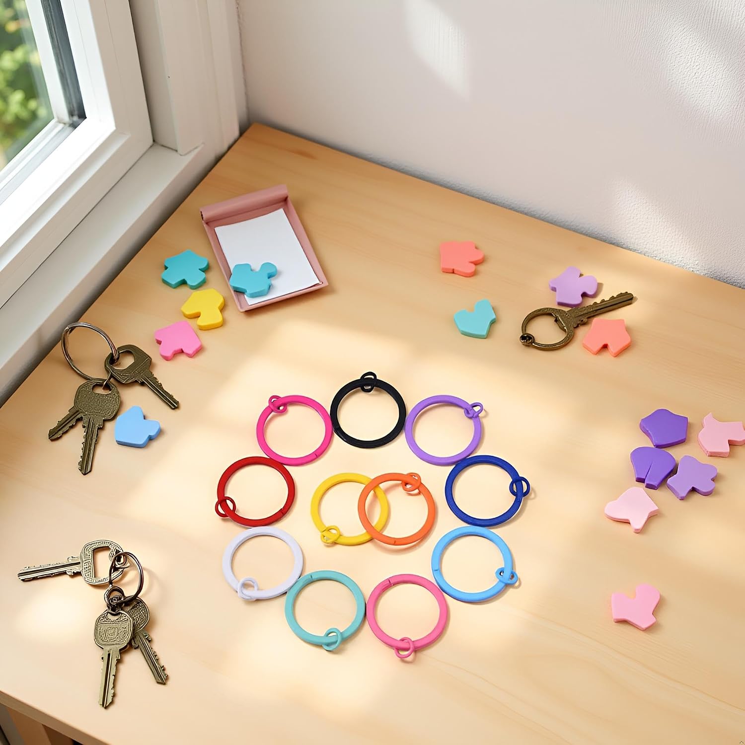 20 Pcs Multi-Colored Metal Flat Split Keyrings Keychain Rings for Home Office Car Keys Attachment Jump Rings Crafts Projects (30mm)