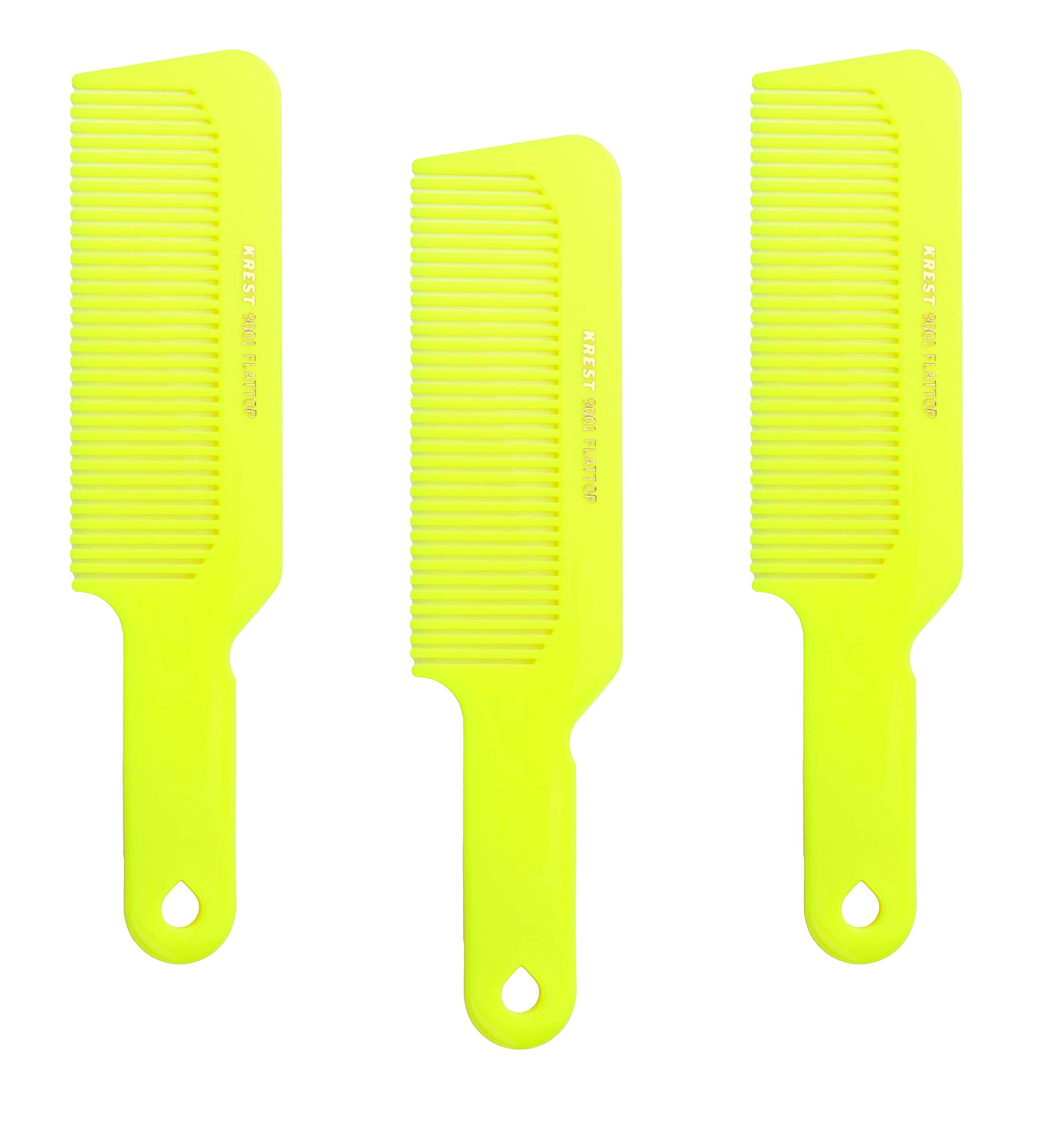 Hair Comb 8-3/4 Flattop Hair Cutting Comb. Barbers Hairdresser Comb. Model 9001. 3 Combs (Neon Yellow)