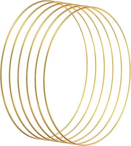 PATIKIL Atrapasueños de 9 pulgadas, 6 piezas de corona de macramé de metal redondo floral para decoración de Navidad, hogar, automóvil,