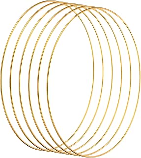 PATIKIL 12 Inch Dream Catcher Rings, 6 Pcs Metal Macrame Wreath Floral Round Ring Hoop for Christmas Decor Home Car DIY Cr...