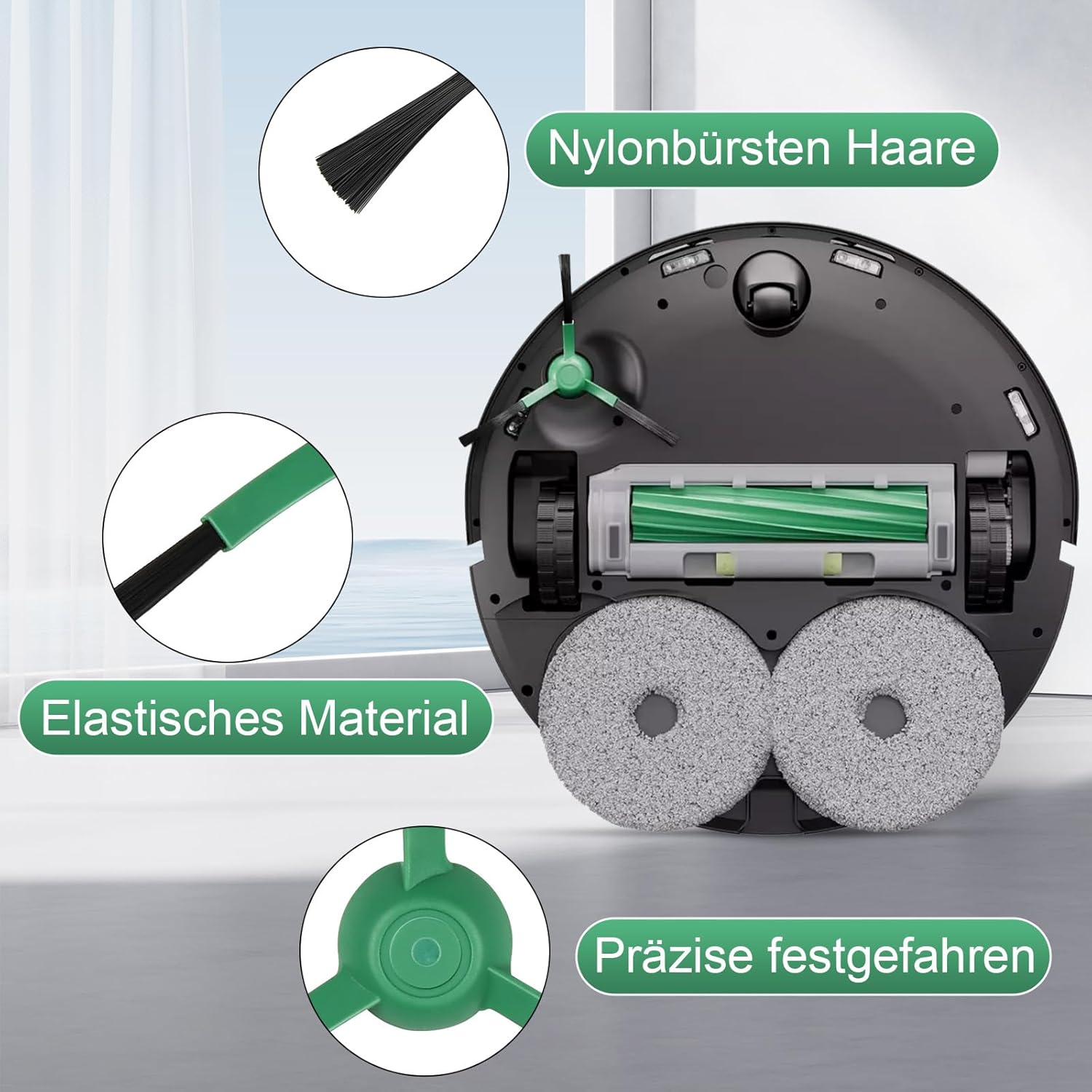 27 Pack Replacement Accessories for iRobot Roomba Plus 405 Combo/505 Combo/507 Combo Robot Vacuum Cleaner, 2 Main Brushes 6 Side Brushes 6 HEPA Filters 6 Mop Pads 6 Dust Bags 1 Cleaning Brush
