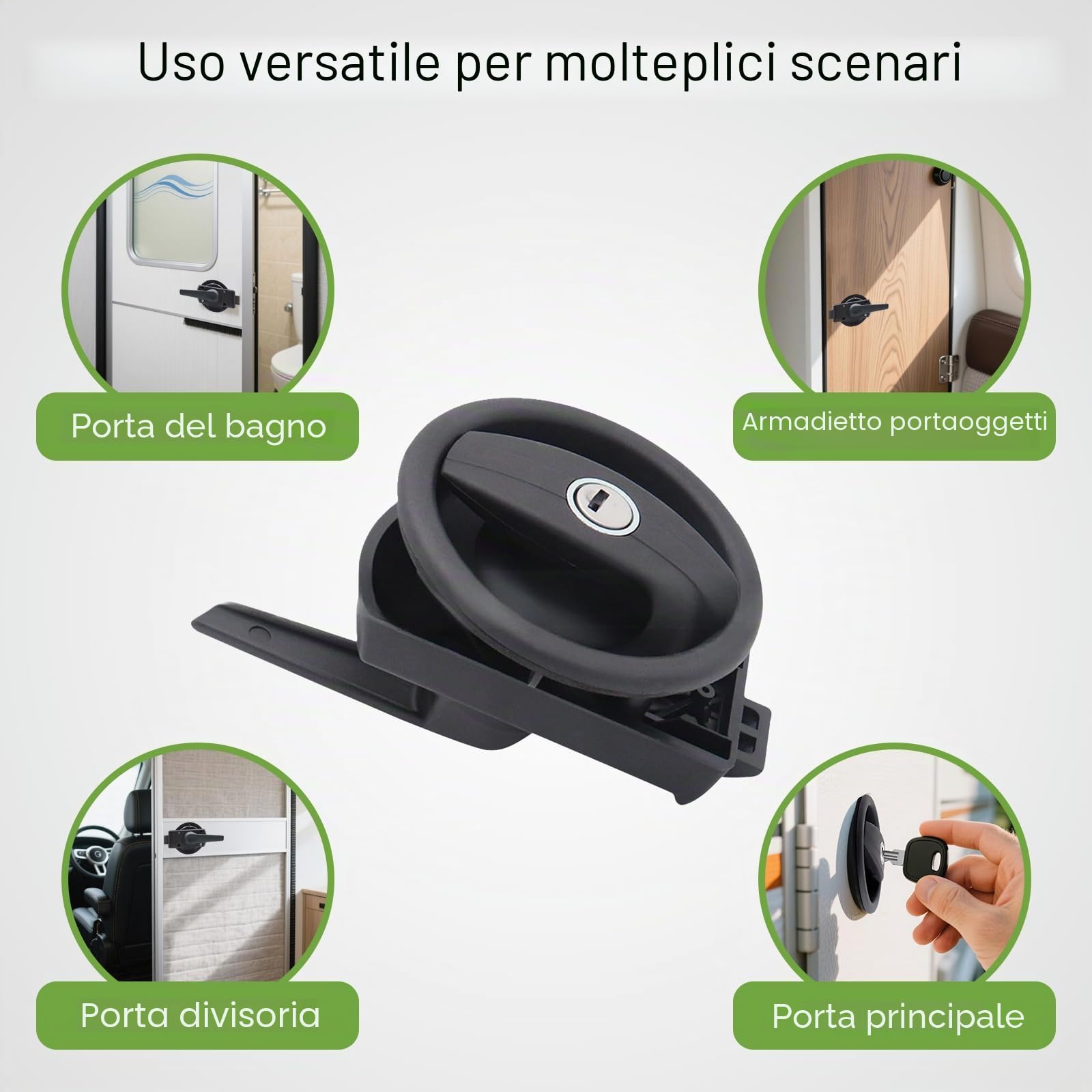 Serratura Porta Camper Rotonda con Chiave e Comando Interno