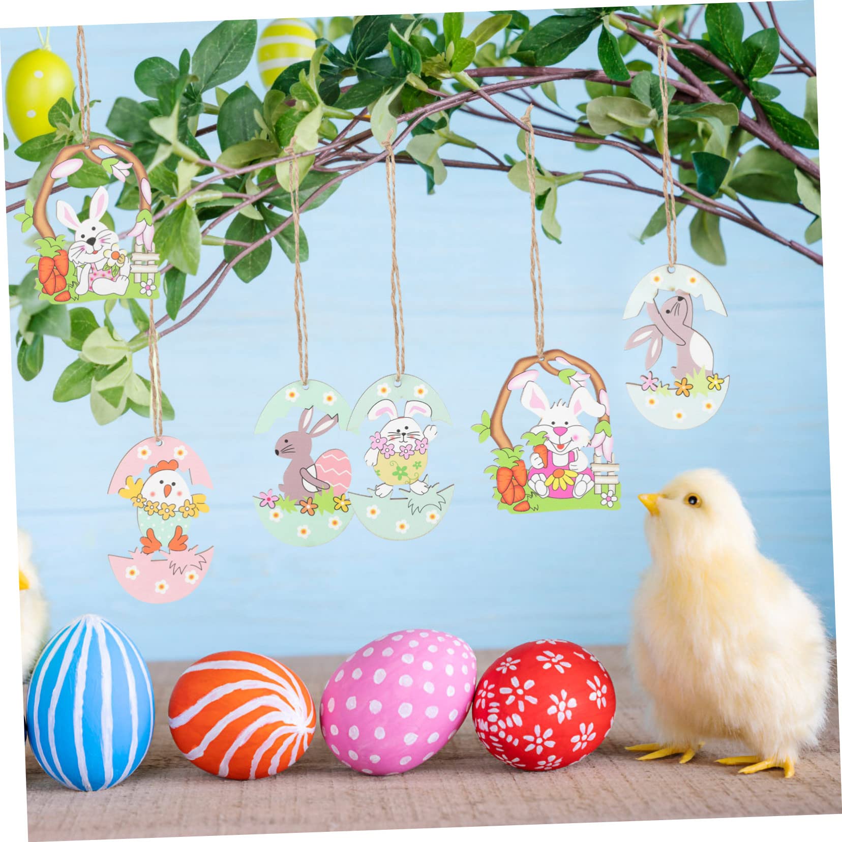 Abaodam 60pezzi Ornamenti Di Legno Forma Di Coniglio Pasquale Decorazioni Appese Per Albero Di Pasqua Accessori Creativi Per Feste e Foto Decorazioni Per La Casa e Compleanni