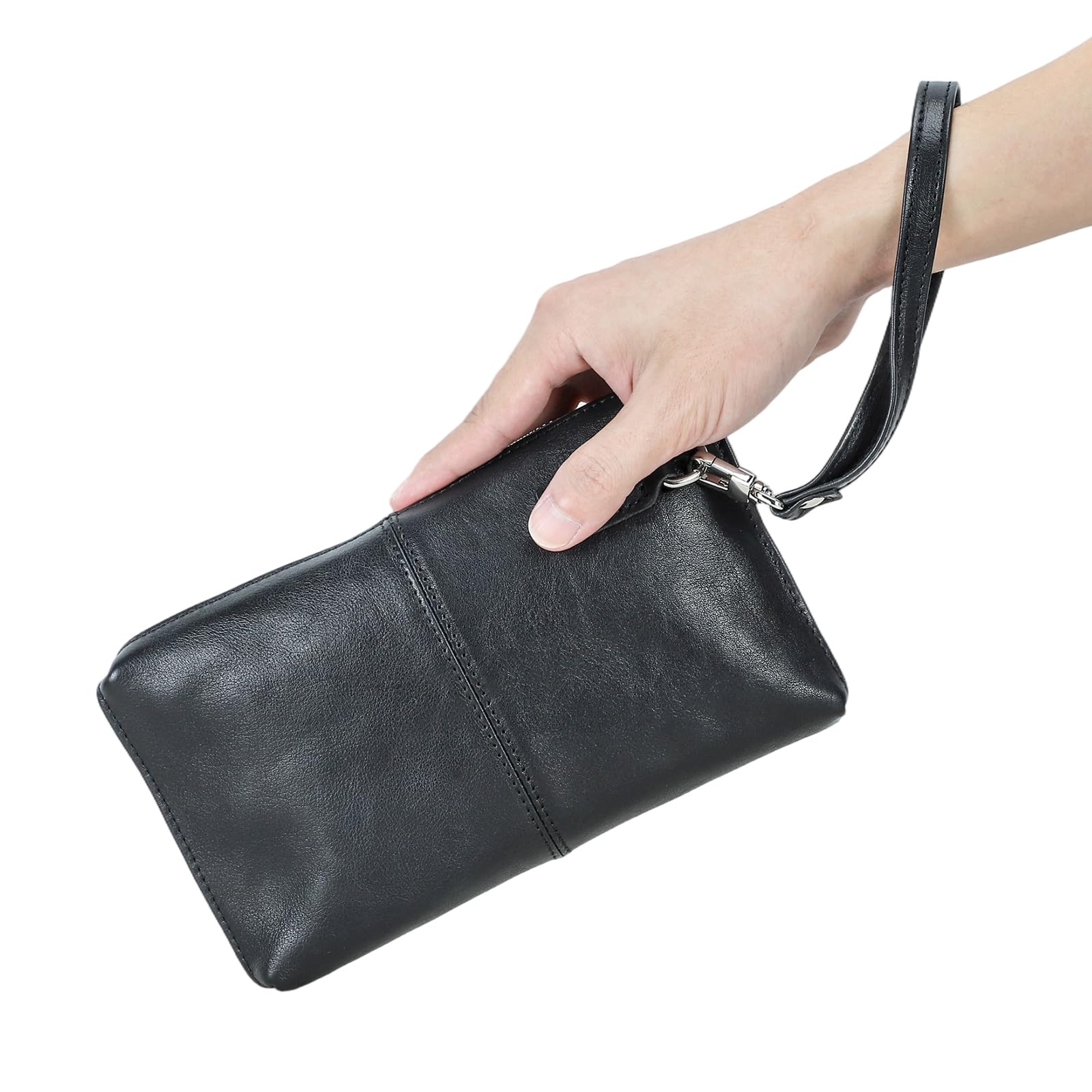 CONTACTS Männer Leder Reißverschluss Karte Passport Pocket Bill Wallet Geldbörse Handytasche
